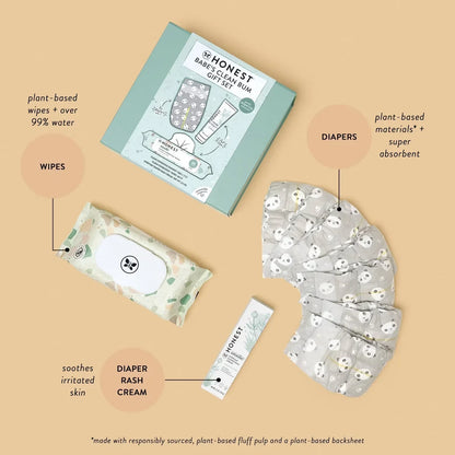 The Honest Company Babe's Clean Bum Gift Set: Basic Cleansing, Diaper Rash Cream, Unscented, 9 Pieces
