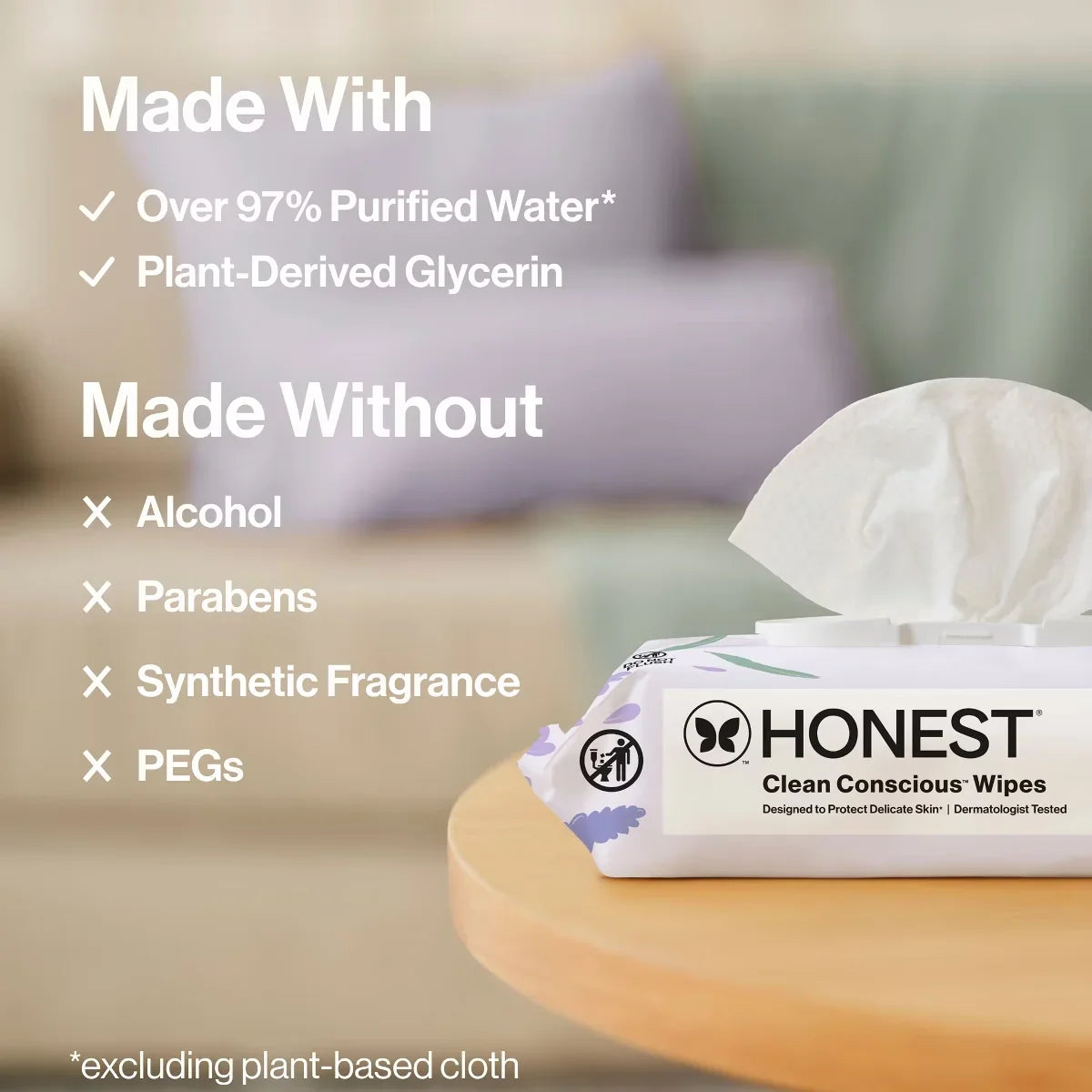 The Honest Company Calm + Cleanse Plant-Based Baby Wipes - Lavender