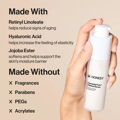 Honest Beauty Honestly Pure Retinyl Serum with Retinyl Linoleate - 1 fl oz: Moisturizing, Brightening, Anti-Aging
