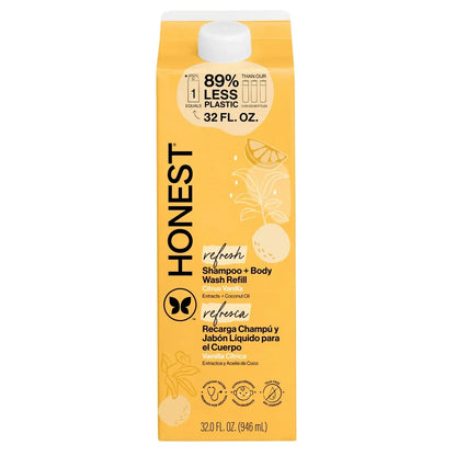 The Honest Company Refresh Shampoo + Body Wash Refill - Citrus Vanilla - 32 fl oz: Basic Cleansing, All Hair Types, Daily Use