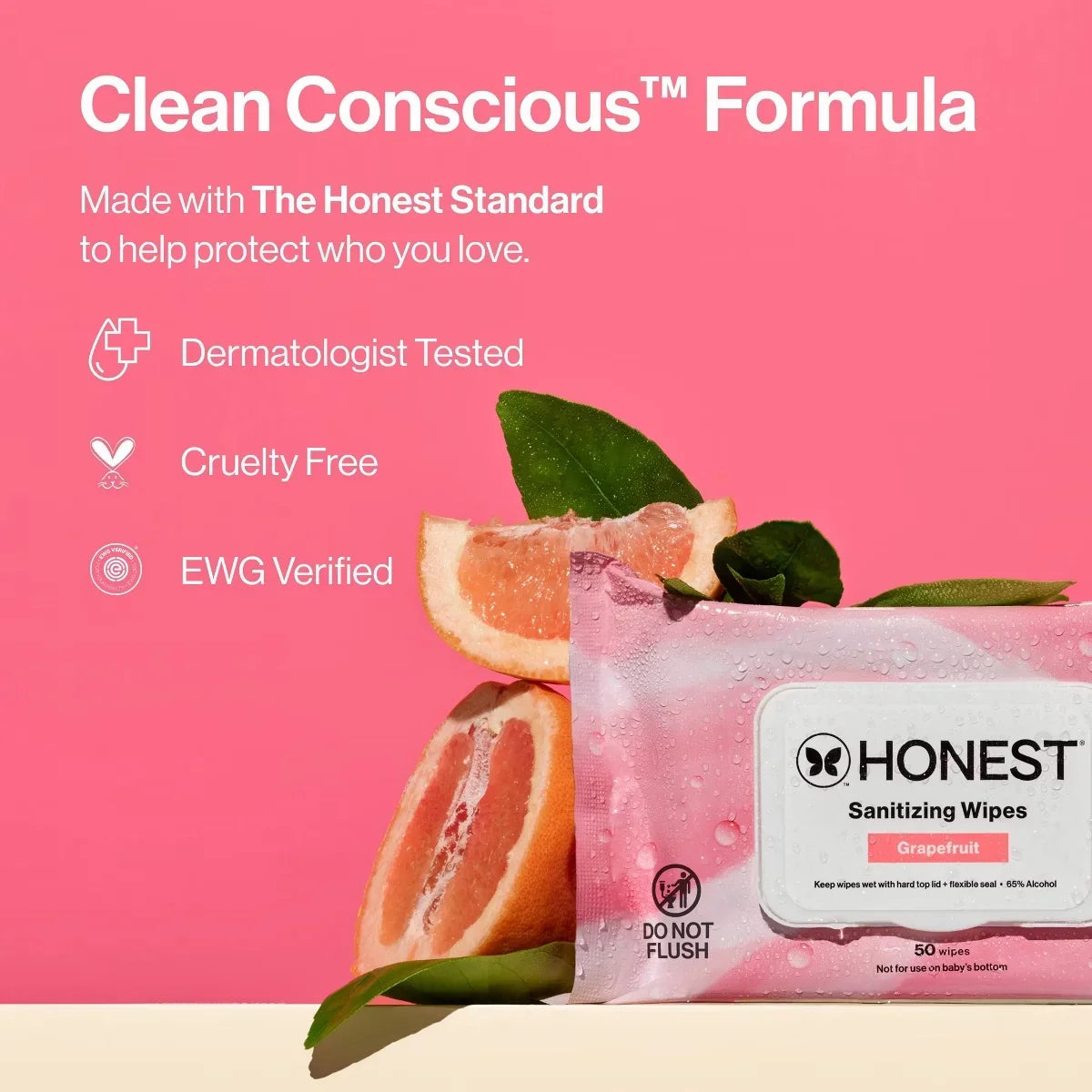 The Honest Company Sanitizing Hand Wipes Grapefruit - 50ct