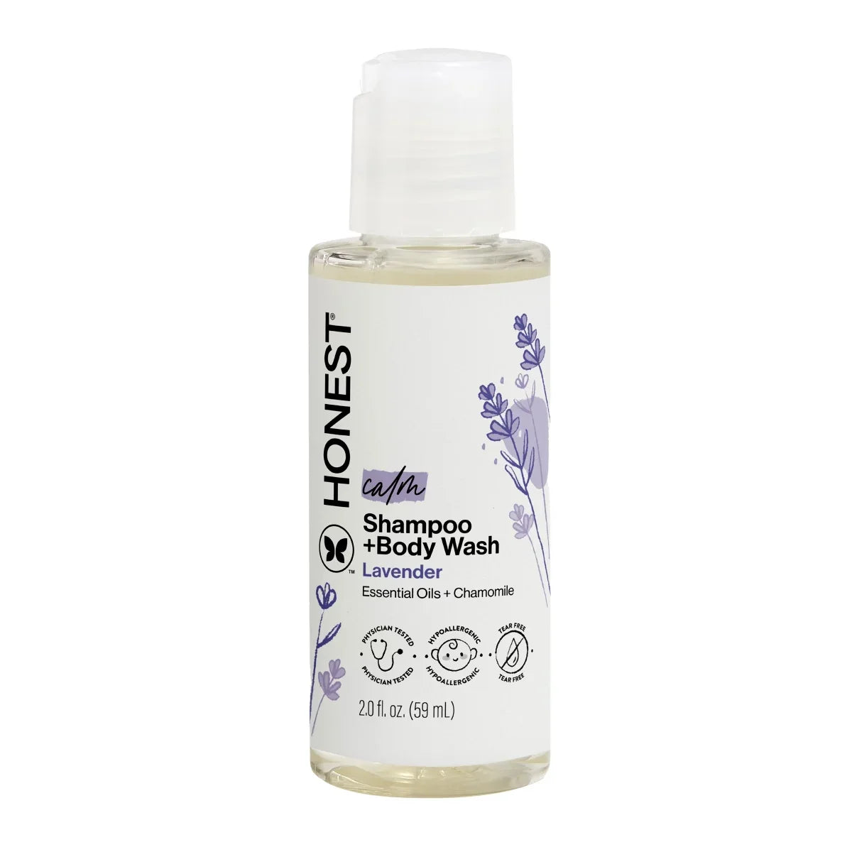 The Honest Company Calm Shampoo + Body Wash - Travel Size - Lavender- 2 fl oz: Dye-Free, Paraben-Free, Phthalate-Free, Artificial Fragrance-Free