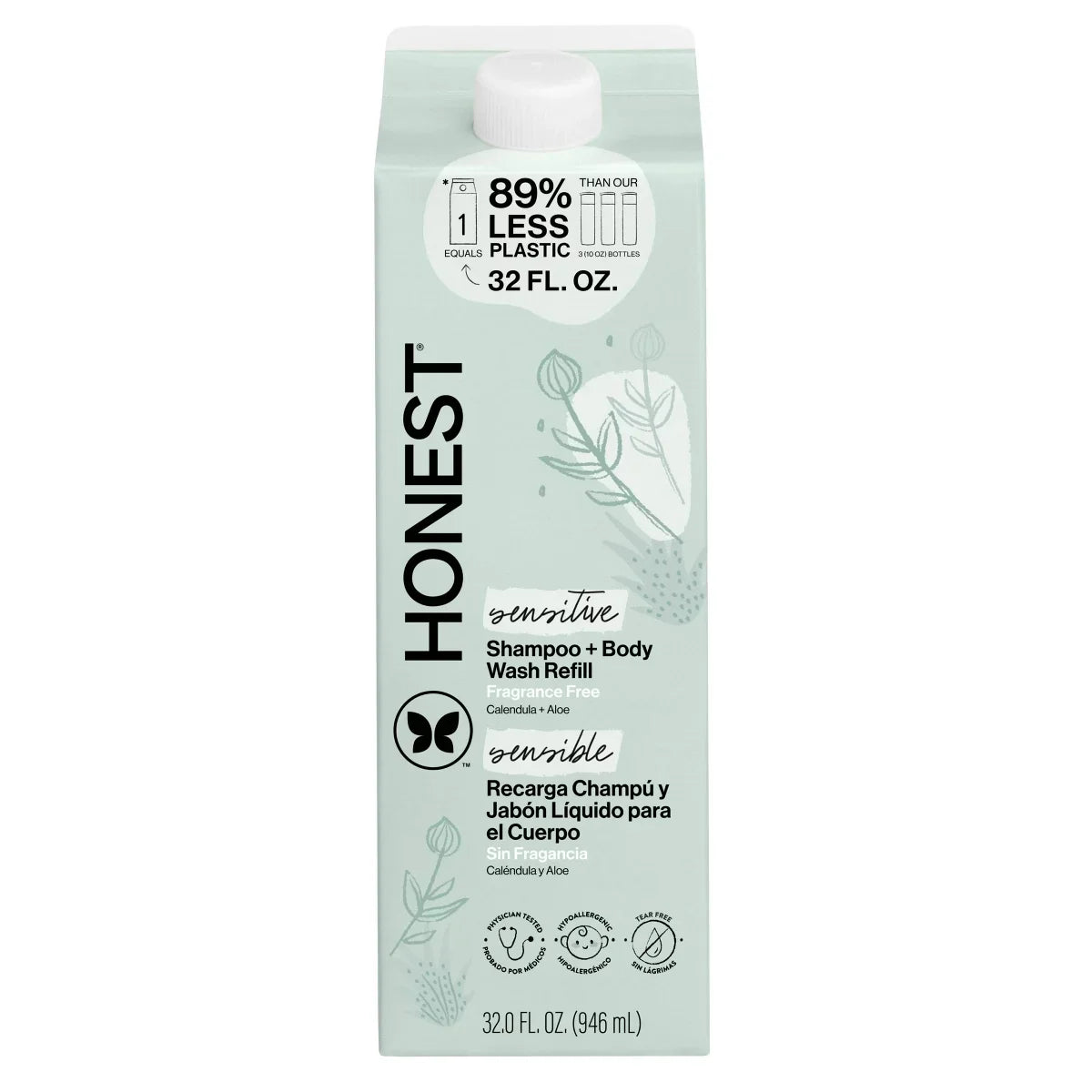 The Honest Company Sensitive Shampoo + Body Wash 18 fl oz + Shampoo + Body Wash Refill 32 fl oz