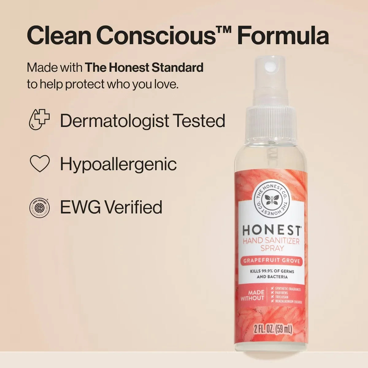 The Honest Company Hand Sanitizer Spray -  Grapefruit Grove - 2 fl oz