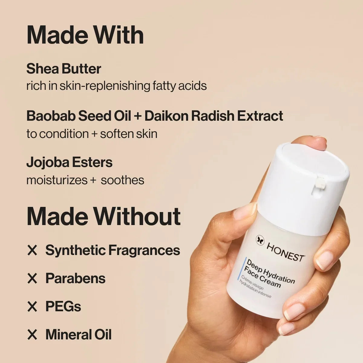 Honest Beauty Deep Hydration Face Cream with Shea Butter - 1.7 fl oz: Unscented, Anti-Aging, Sensitive Skin