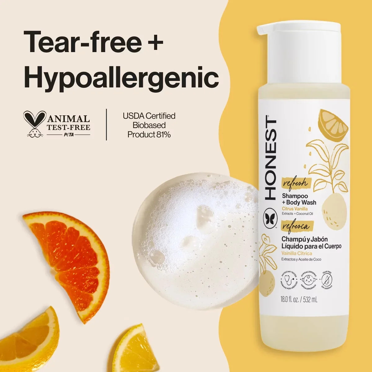 The Honest Company Refresh Shampoo + Body Wash - Citrus Vanilla