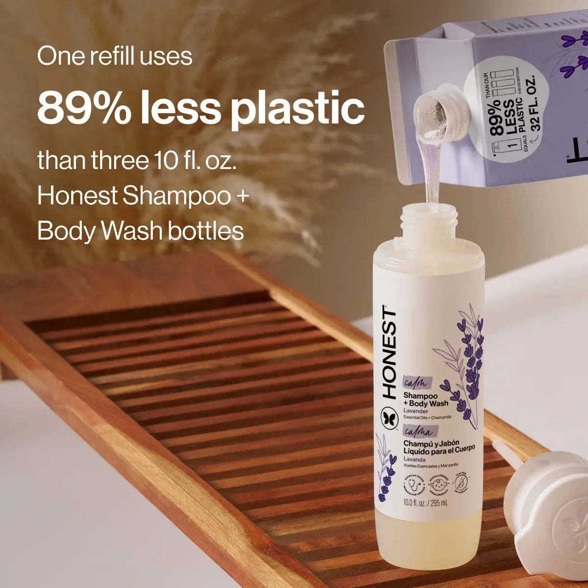 The Honest Company Calm Shampoo + Body Wash Refill, Lavender 32 fl oz + Shampoo + Body Wash 18 fl oz