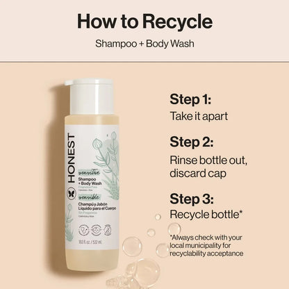 The Honest Company Sensitive Shampoo + Body Wash 18 fl oz + Shampoo + Body Wash Refill 32 fl oz