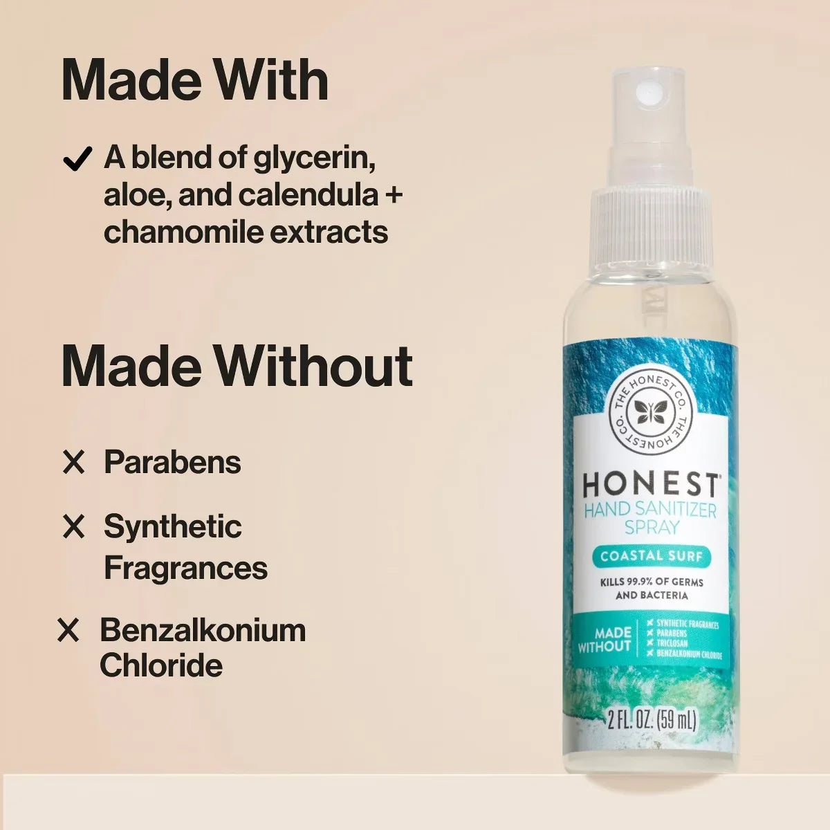 The Honest Company Hand Sanitizer Spray - Coastal Surf - 2 fl oz