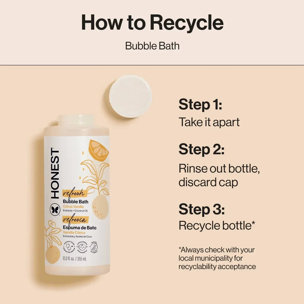 The Honest Company Refresh Bubble Bath - Citrus Vanilla - 12 fl oz: Sensitive Skin, Gel, Paraben-Free, Squeeze Bottle