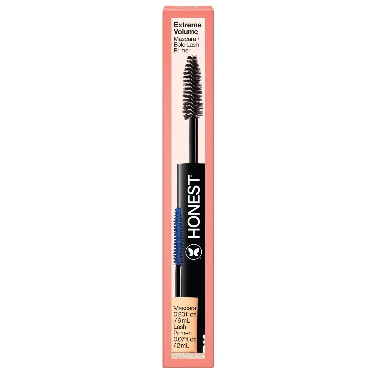 Honest Beauty Extreme Volume Mascara and Bold Lash Primer Black - Travel Size - 0.27 fl oz: Paraben-Free, Vegan, Includes Applicator