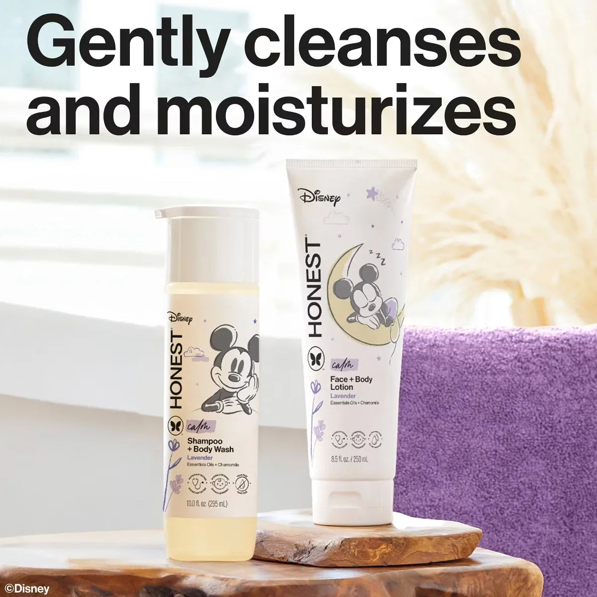 The Honest Company Calm Disney Shampoo + Body Wash and Lotion Duo - Lavender - 18.5 fl oz: Moisturizing, Dye-Free, Phthalate-Free