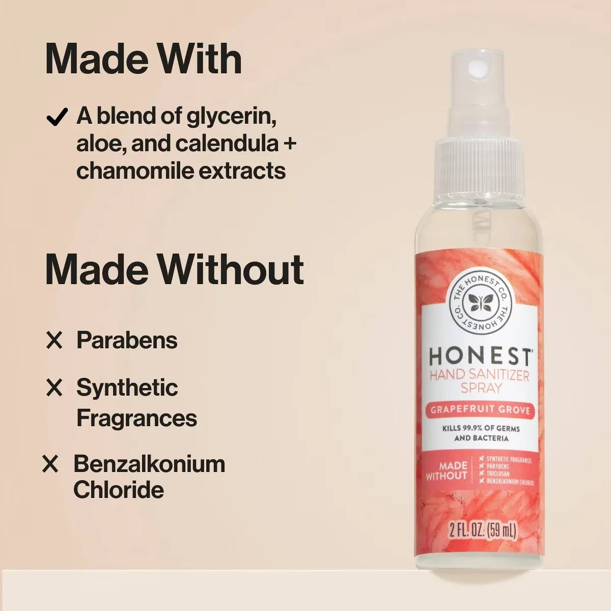 The Honest Company Hand Sanitizer Spray -  Grapefruit Grove - 2 fl oz